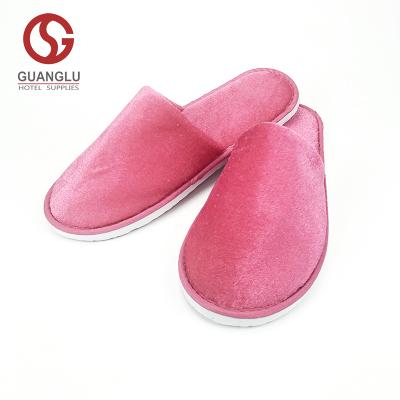 China Wholesale High Quality Travel Hotel SPA Airline Home Airbnb Hotel Pink Embroidered Lady Closed Toe Slipper for sale