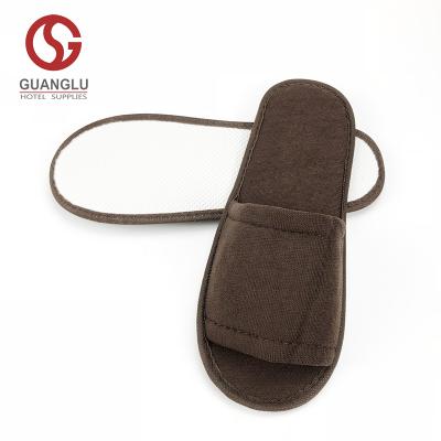 China Travel Hotel SPA Airline Home Doctor Fashion Brown Color Open Toe Hotel Disposable Slipper for sale