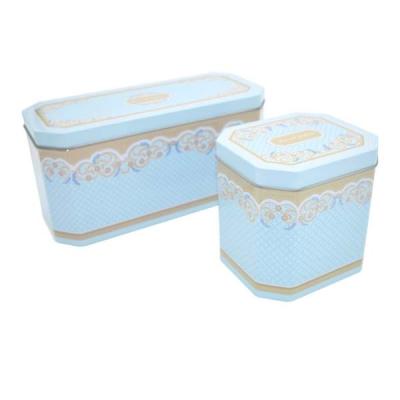 China Food Customized bluek rectangular tin box with  lid for biscuit coffee  food  packaging for sale