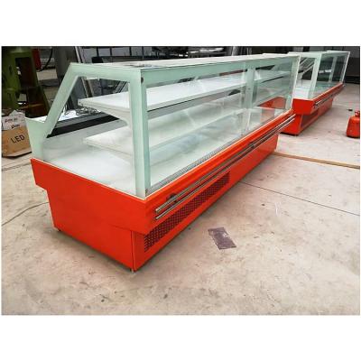 China Single-temperature Supermarket Deli Displays Fridgefreezer Curved Glass Meat Display Refrigerator Commercial Refrigerators Equipment for sale