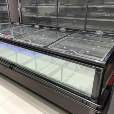 China Single-temperature 2.5m commercial supermarket single island display freezer for frozen food for sale