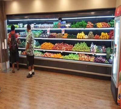 China Double-temperature Supermarket Multideck Refrigerated Showcase With Remote DC Inverter Compressor For Meat Display for sale