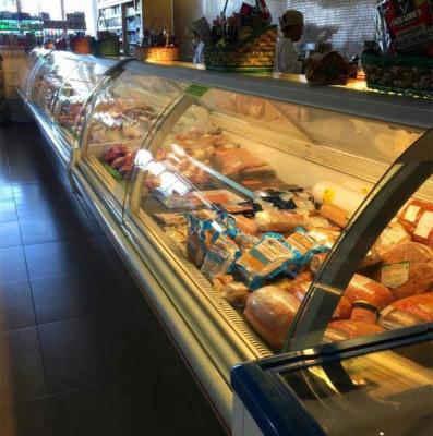 China Single-temperature 1400MM Conner Fish Counter /Meat Display Fridge For Supermarket for sale