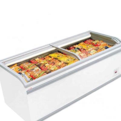 China Single-Temperature Super Market Refrigeration Equipment Island Freezer With Glass Door for sale