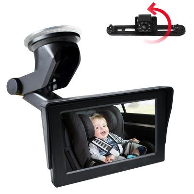 China Car Reversing Assist Rear Seat Camera HD Night Vision Function Mirror Display Sucker Bracket Reusable Baby Wide View Car Mirror for sale