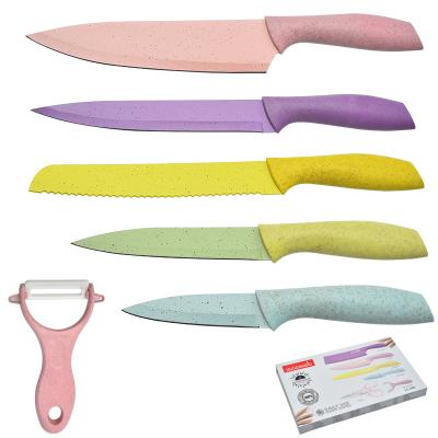 China Sustainable Modern Design Durable Kitchen Tools Kitchen Knife Set Of Knives With Plastic Handle for sale