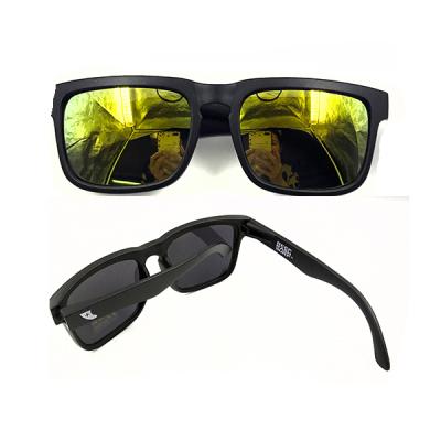 China Fashionable Sports Sunglasses Mens Polarized Matte Black Lens Frame Sunglasses for sale