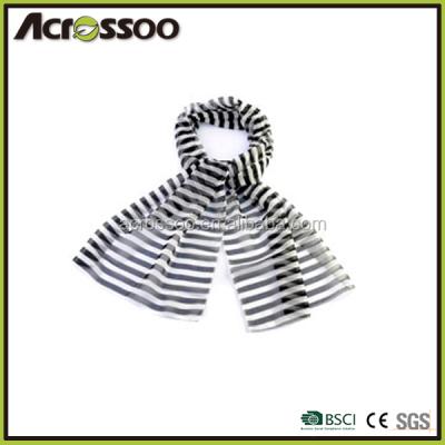 China 100%Cotton Fashion Thin Single Breasted Cotton Striped Scarf , All Season Elastic Flat Knit Scarf for sale