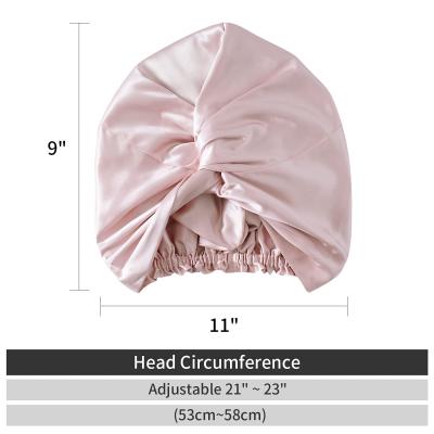 China Double Layer Silk Turban Hat 16 Momme Turban Hat 6A-Grade Silk Sleep Hat With Elastic Band 100% Mulberry Silk Hair Hoods For Women for sale