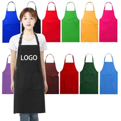 China 100% Cotton Eco-Friendly Adjustable Modern Organic Black Apron Blank Print Embroidered Polyester Chef Bib Kitchen Custom Logos Wholesale for sale