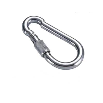 China Custom High Quality Heavy Industry Factory Squash Type Mounting Carabiner Stainless Steel Screw Lock Snap Hooks for sale