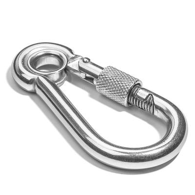 China Heavy Industry Lanyard Safety Spring Snap Buckle High Quality Snaps Carabiner Stainless Steel With Eyelet for sale