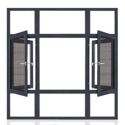 China Commercial Grid Windows Screen House Magnetic Glazing Thermal Break Insulated Aluminum Alloy Glass With Louvers for sale