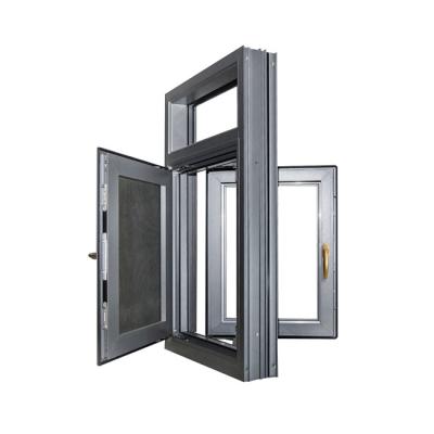 China Folding Exterior Opening Swing Aluminum Window Standard Hurricane Impact Casement Screen Window Casement Aluminum Windows for sale