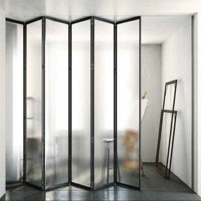 China Lowe's Slim Narrow Aluminum Luxury Slim Glass Patio Doors Bi Fold Sound Insulation Border Aluminum Bifold Folding Door for sale