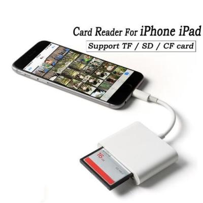 China For iPhone/iPad 3 in 1 OTG 8pin to SD TF Adapter CF Memory Card Reader For iPhone iPad Card Reader for sale