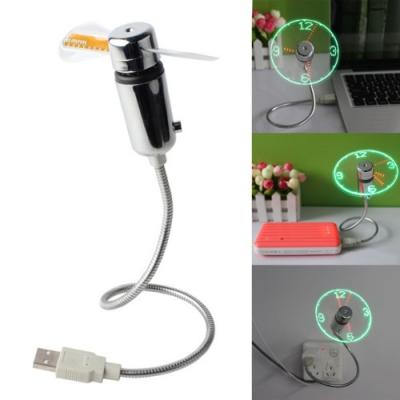 China Fan With Flexible Gooseneck LED Clock Fan Mini USB Time Fan Instruments Shows For Laptop PC Notebook for sale