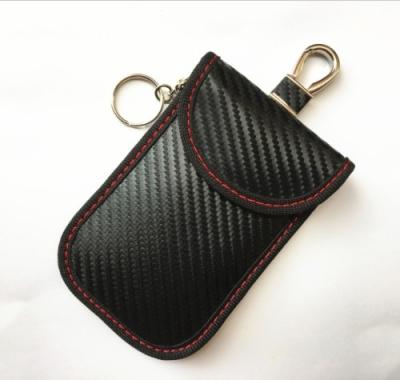 China NATIONAL Pocket Premium Portable Holder rfid car key signal handler carbon leather case metal anti-theft hook for sale