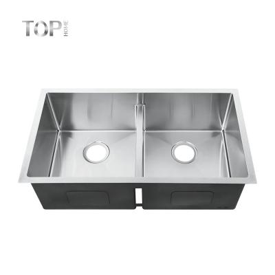 China Modern Customization Gray Stainless Steel Double 304 Handmade Kitchen Undermount Sink for sale