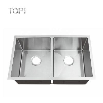 China Modern Kitchen Desktop 30 Inch Undermount Stainless Steel Kitchen Sink With Double Bowl for sale