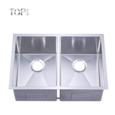 China Modern Multi-Specification Undermount Double Bowl Handmade Square Handwashing Sink for sale