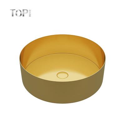 China Modern Hot Selling Canteen Restaurant Luxury Round Gold Stainless Steel Sink for sale