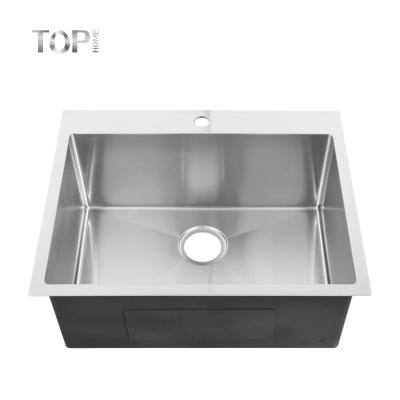 China Modern Hot Sale Commercial SS One Bowl Top Mount Kitchen Basin Handmade Sink for sale