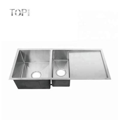 China Modern Commercial Hand Made Double Bowl Kitchen Steel Sink With Cheap Price for sale