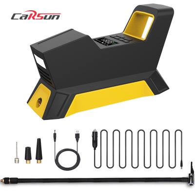 China Emergency Light CARSUN DC 12V Recharged Motorcycle Tire Inflator With SOS Function Car Air Compressor Pump for sale