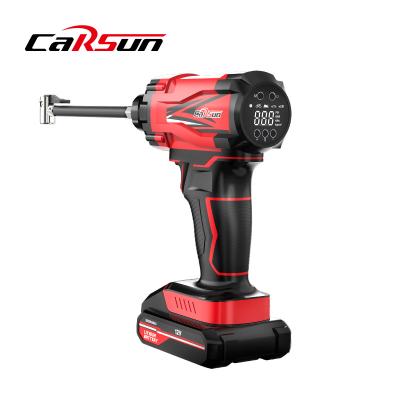 China Wholesale Rechargeable Carsun Emergency Light Digital Display Motorcycle Cordless Portable Compressor With LED Light 12v Car Air Compressor à venda