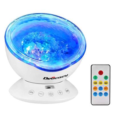 China Remote Control Underwater Lamp 7 Color 12 LED Music Player Night Light Surf Changing Projector for Kids Baby Bedroom for sale