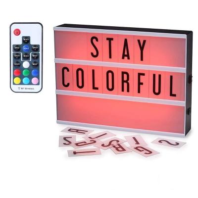 China Decoration Wedding 7 Color Changing Cinematic A4 Light Box Wireless Remote Control With 104 LED Letters/Numbers for sale