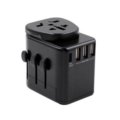 China 2018 New USB C PD QC3.0 USA EU UK AUS AC Plug Universal Commercial Worldwide All In One International Travel Power Adapter Wall Charger for sale