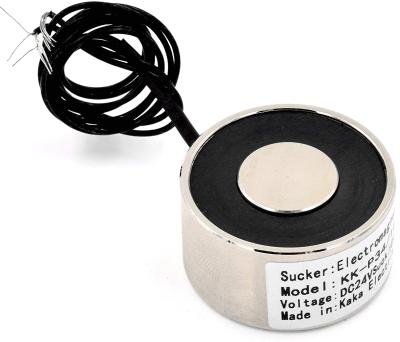 China 34 x 18mm DC 24V 180N 39LB/18Kg Suction Holding Industrial Magnet Sucker Round Lifting Electromagnet Cylinder Magnet Solenoid for sale