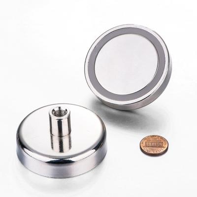 China Industrial Magnet Ferrite Pot Strong Powerful Permanent Magnet Fishing Flat Rare Earth Neodymium Pot Magnet M4 for sale