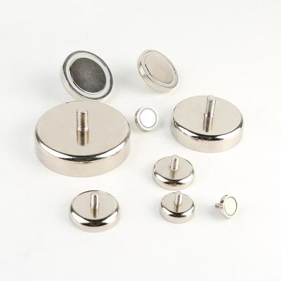 China Industrial Permanent Super Strong Magnet Button Ferrite Magnetic Fastener Custom Around Pot M3/M4/M6/M8 Base Magnet With Bolt for sale