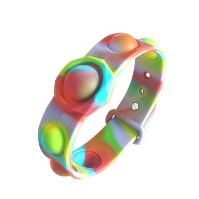 China hot sale Amazone inquieta silicone push rainbow toy bubble fidgety person pulsera sensory running bracelet THX-0071 for sale