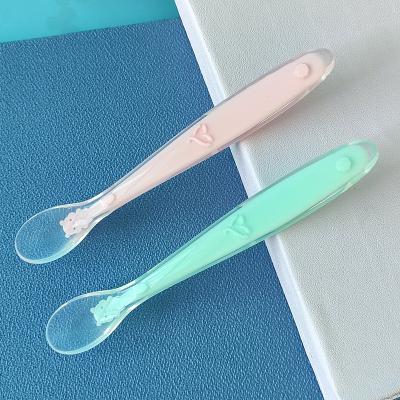 China P.P. Cuchara de Bebe BPA Free Color Changing Newborn Toddler Infant Training Baby Feeding Spoon for sale