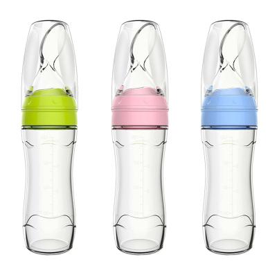 China BPA free baby bottle silicone food rice cereal squeezing milk dropshipping hands free china silicon baby bottle for sale