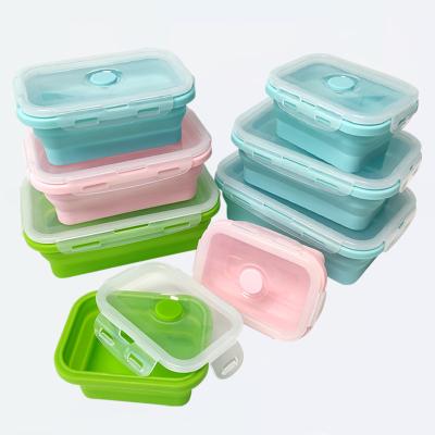 China fiambrera de silicona 4 pcs disposable folding food well sealed collapsible folding box silicone food bowl for sale