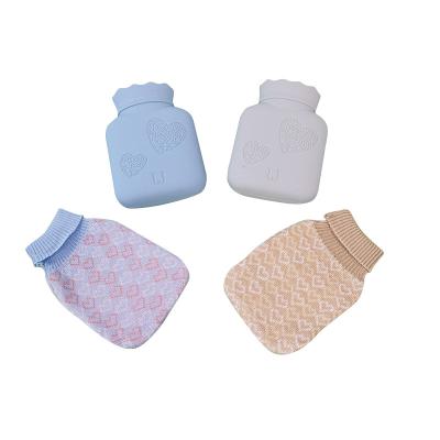 China Lovely Silicone Water-filling Hot Water Bag Belt Small Hot Water Bottle Rubber Fleece Cover for sale