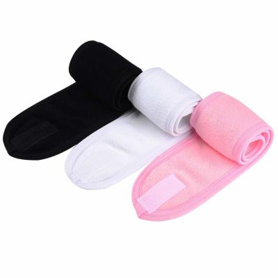 China Spa Facial Headband Make Up Wrap Head Terry Cloth Headband Adjustable Towel with Magic Tape for sale