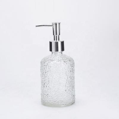 China Personal Care Clear Round Glass Pump Bottle 360ml for sale