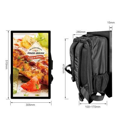 China Anywhere Walking Poster Customized DIY Backpack Billboard Advertising Displays With Programmable LCD Screen for sale