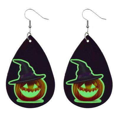 China 2022 FASHIONABLE Halloween Jewelry Gift Personality Festival Ornaments Circle Luminous Leather Earrings for sale