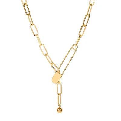 China FASHIONABLE Hot Selling Gold Chain Necklace Jewelry Paper Clip Chains Long Pendant Necklaces for sale