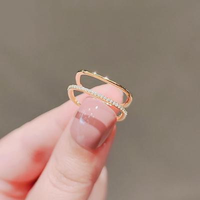 China New Zircon Accessory Ring Gold Inlaid Adjustable Fashion Jewelry Rings 925 Silver Rings for sale