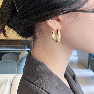 China Trendy Fashion Jewelry Geometry Earring Stud Stainless Steel Gold Plated Circle Earrings for sale