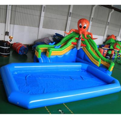 China Outdoor Outdoor Playground and Beach Octopus Jungle Bear Theme Ground Large Inflatable Water Park with Pool and Slide for Kids Play for sale