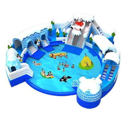 China PVC factory kids theme inflatable water park equipment for kids in stock ready to ship for land for sale